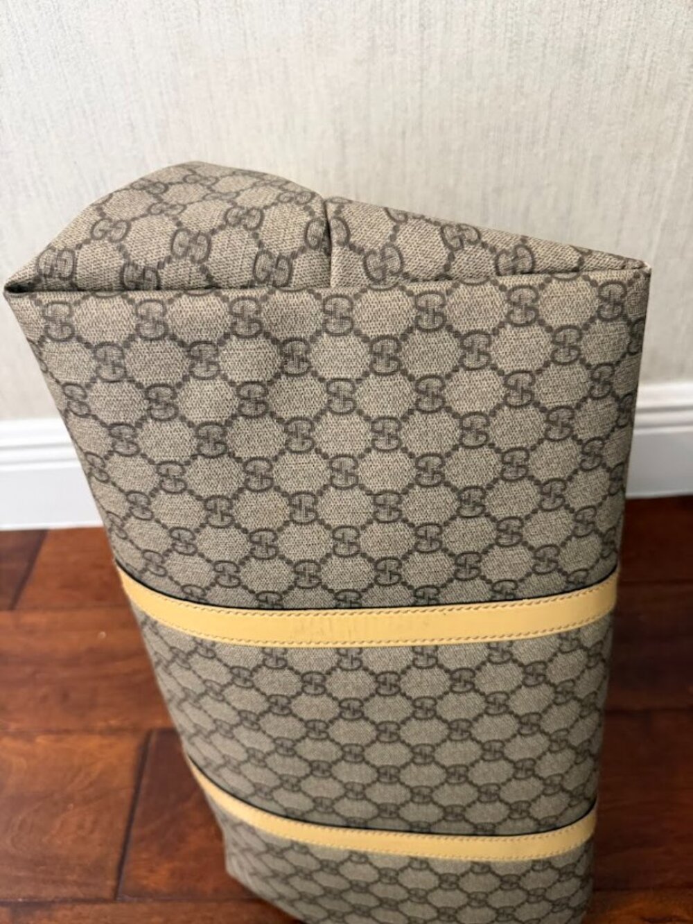 Authentic Gucci GG Canvas Large Tote Bag Beige Monogram Leather Made in Italy - Picture 13 of 16